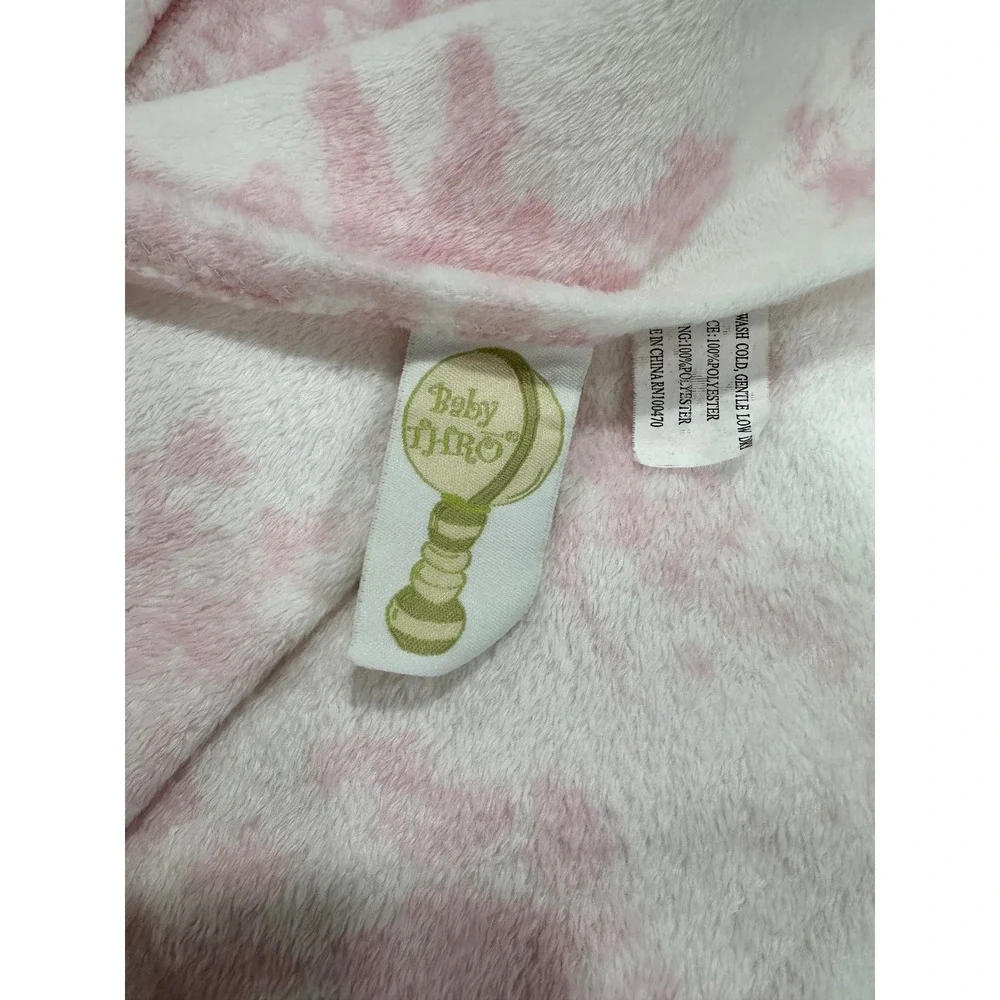 Baby Thro Pink White Toile Tree Plush‎ Hooded Robe and Blanket Set infant